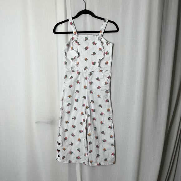Janie & Jack White Floral Ruffle Jumpsuit Size 10 - Picture 1 of 5